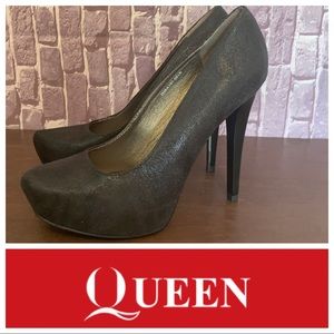 🔴Black Textured Platform Stilettos
